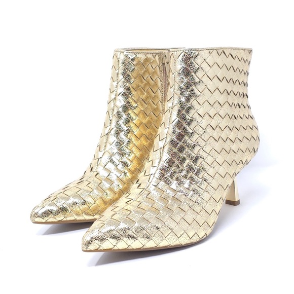 INC International Concepts Ankle Boots Raisiep Gold Woven Size 6.5 M - Picture 2 of 12